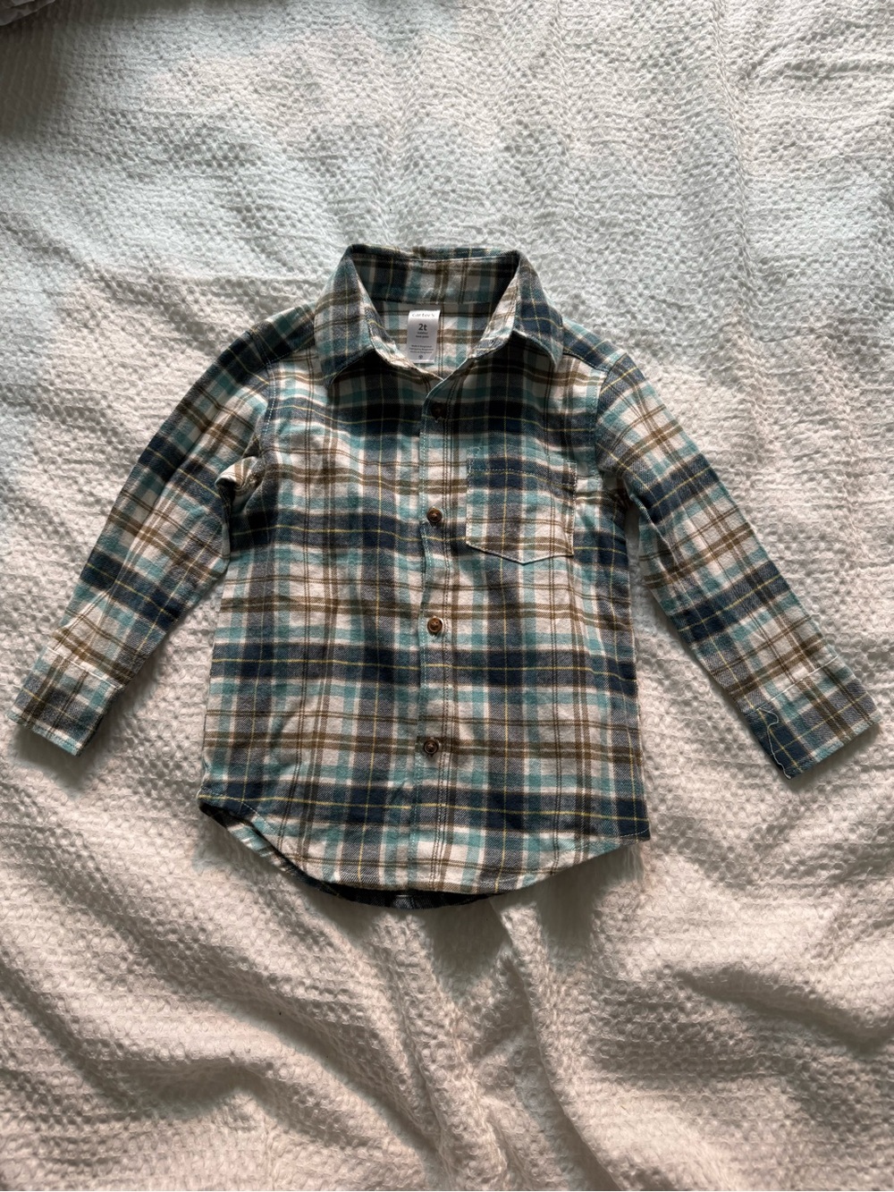 Carter's Teal, Brown & Cream Plaid Button-Down Shirt